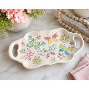 Temp-tations By Tara All A Flutter Butterfly Serving Tray Platter Handles 10"